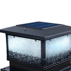 Textured Black House-Shape Solar Outdoor Post Lights