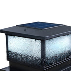 Textured Black House-Shape Solar Outdoor Post Lights