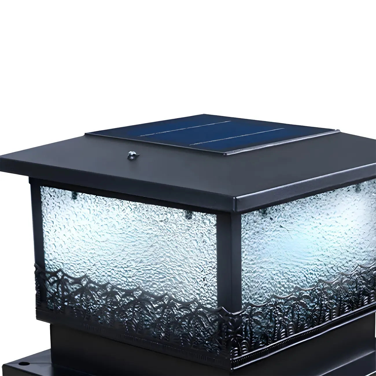 Textured Black House-Shape Solar Outdoor Post Lights