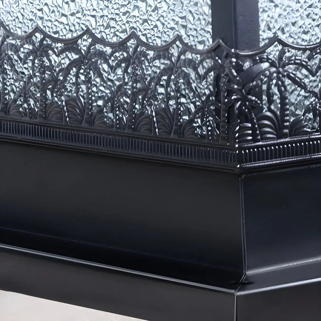 Textured Black House-Shape Solar Outdoor Post Lights