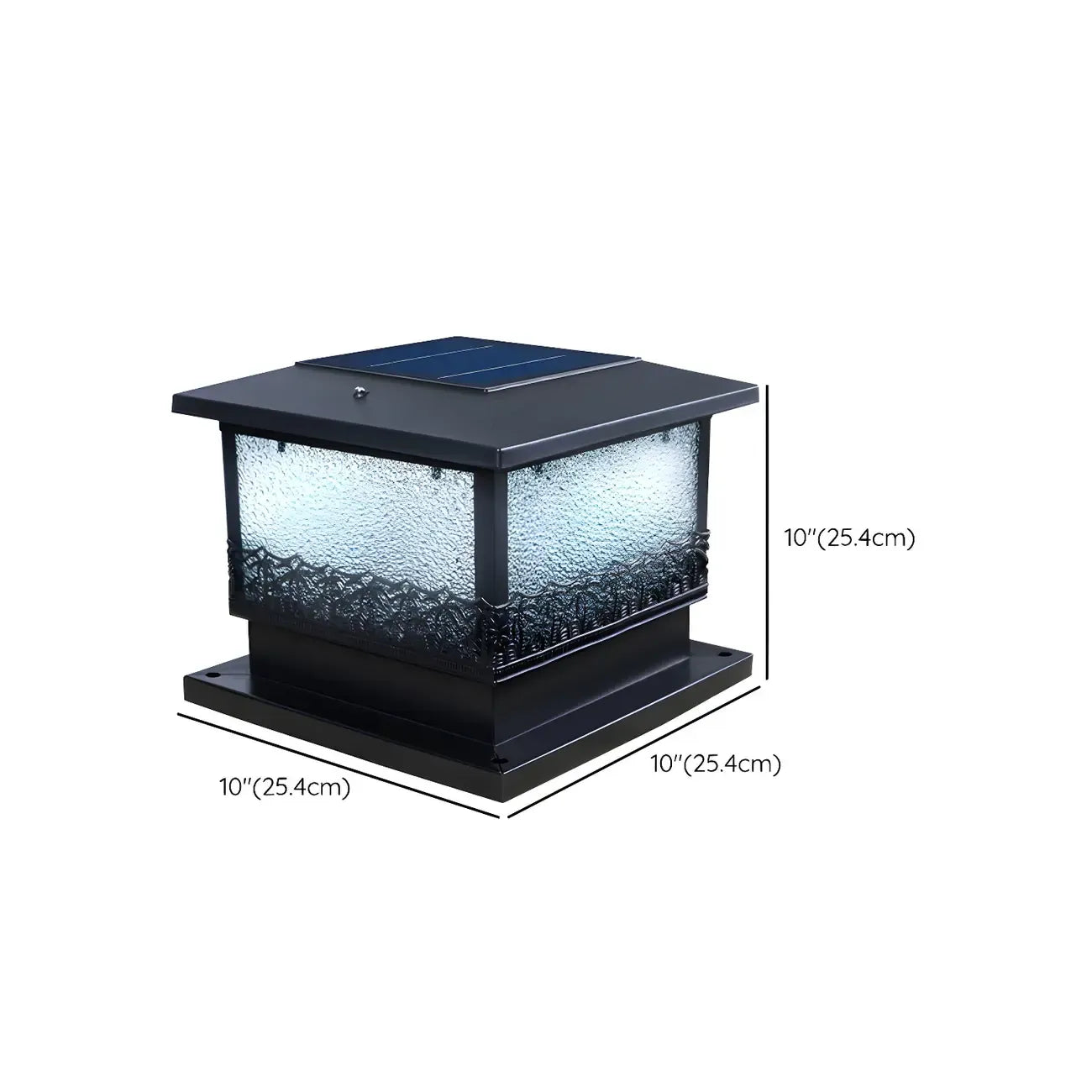 Textured Black House-Shape Solar Outdoor Post Lights