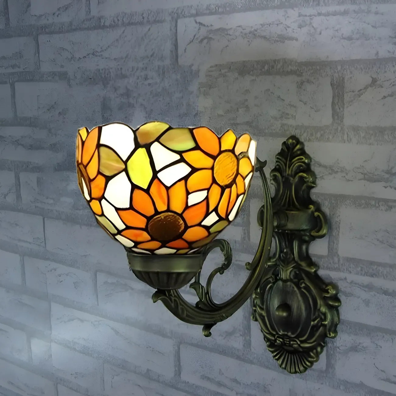 Vintage Multi-Color Curved Bowl Glass Wall Sconce Light