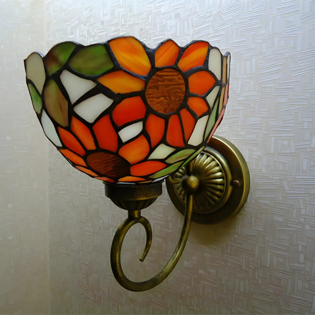 Vintage Multi-Color Curved Bowl Glass Wall Sconce Light