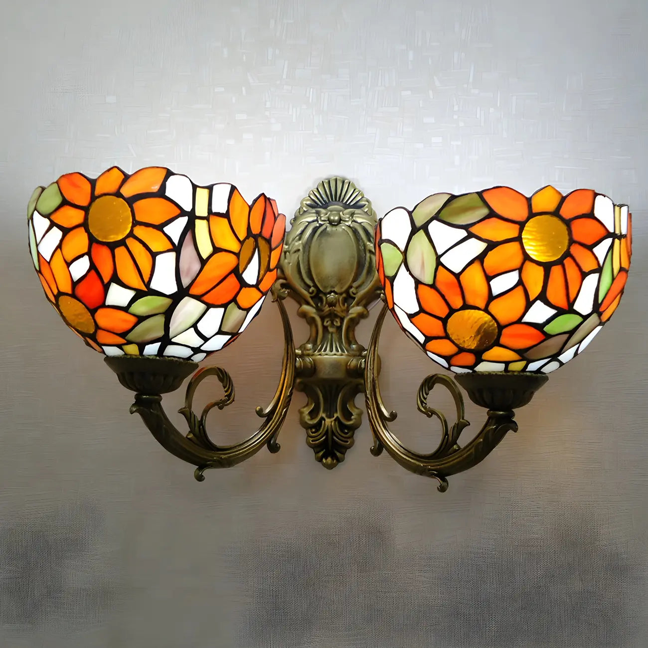 Vintage Multi-Color Curved Bowl Glass Wall Sconce Light