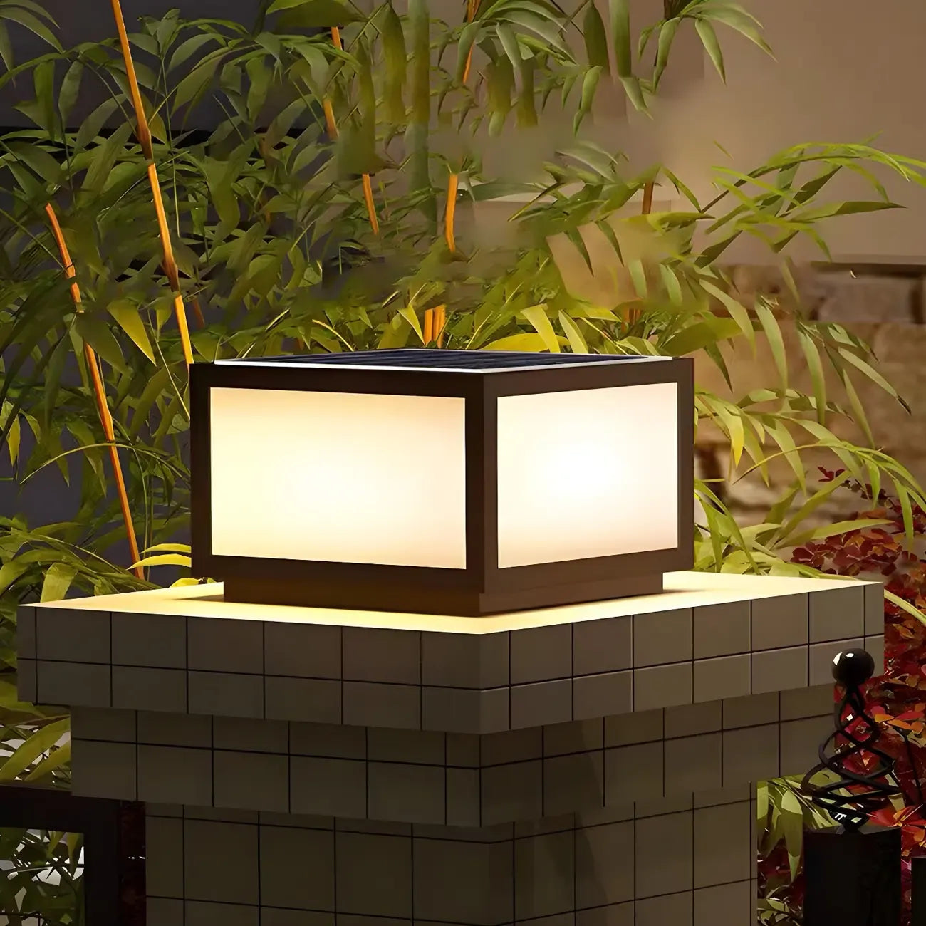 Flat Square Black Solar Outdoor Post Lights