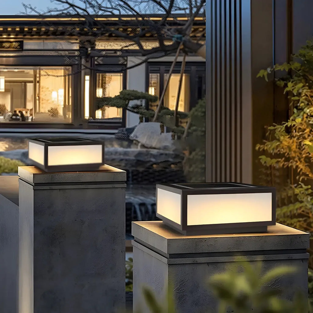 Flat Square Black Solar Outdoor Post Lights