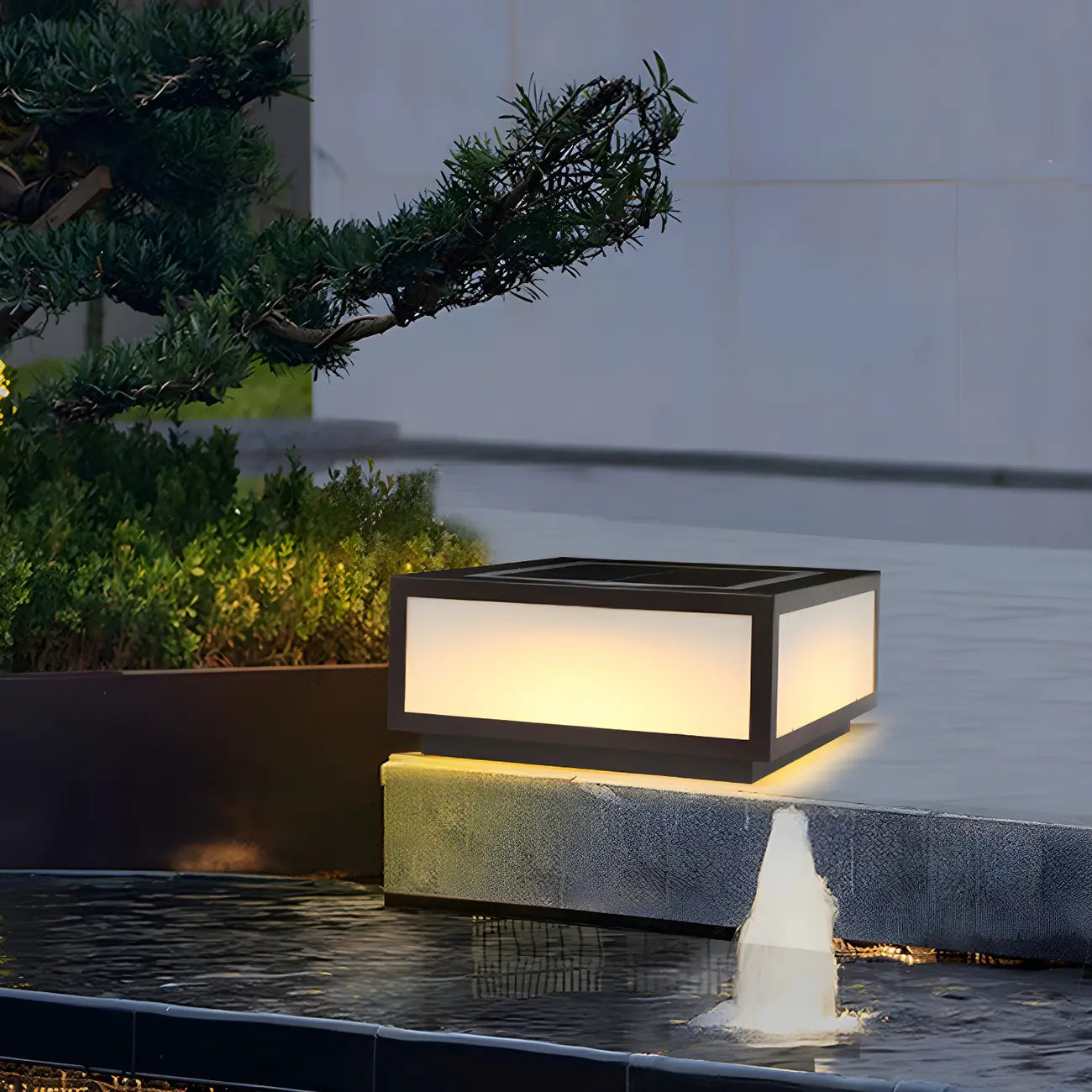 Flat Square Black Solar Outdoor Post Lights