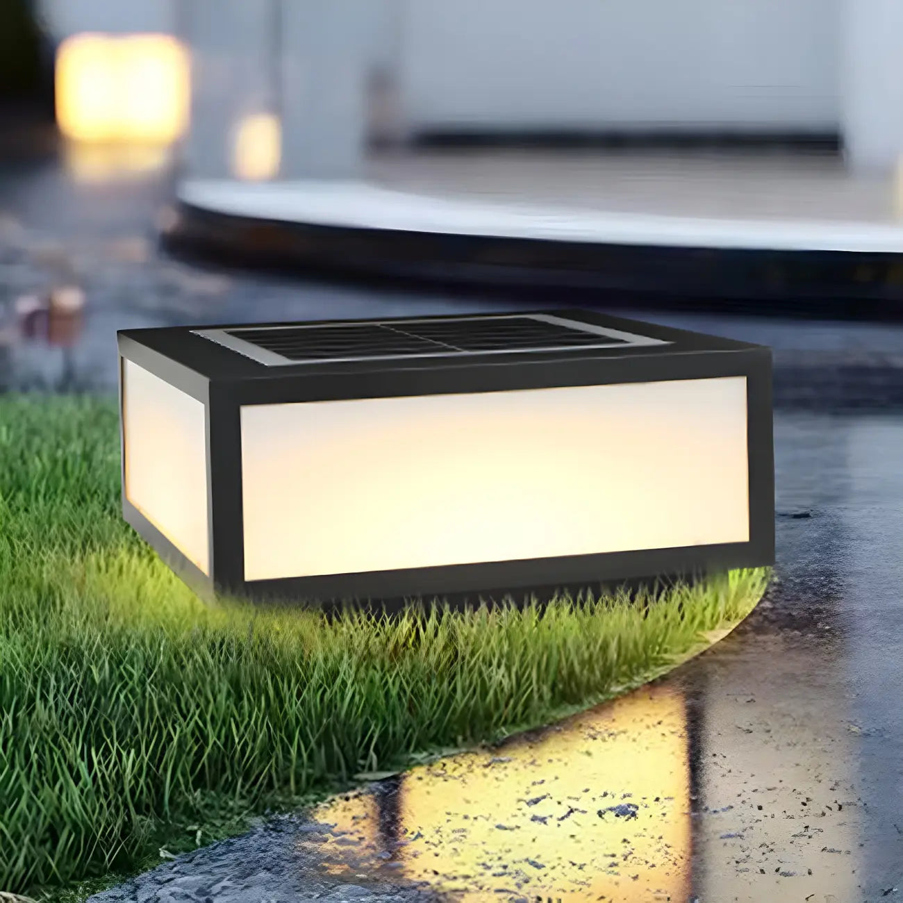 Flat Square Black Solar Outdoor Post Lights