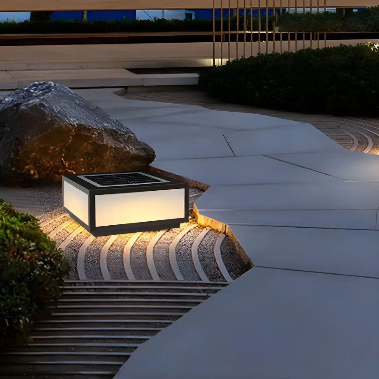Flat Square Black Solar Outdoor Post Lights