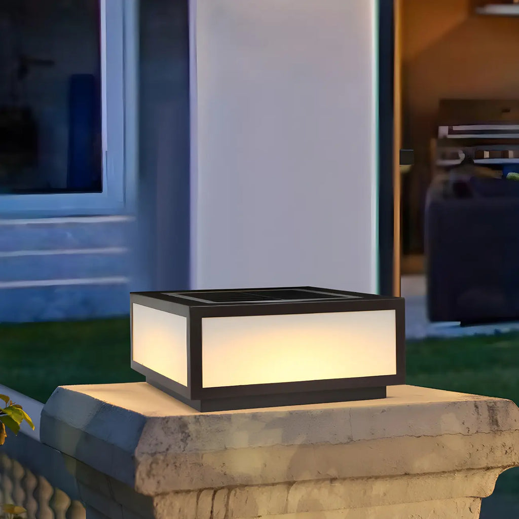 Flat Square Black Solar Outdoor Post Lights