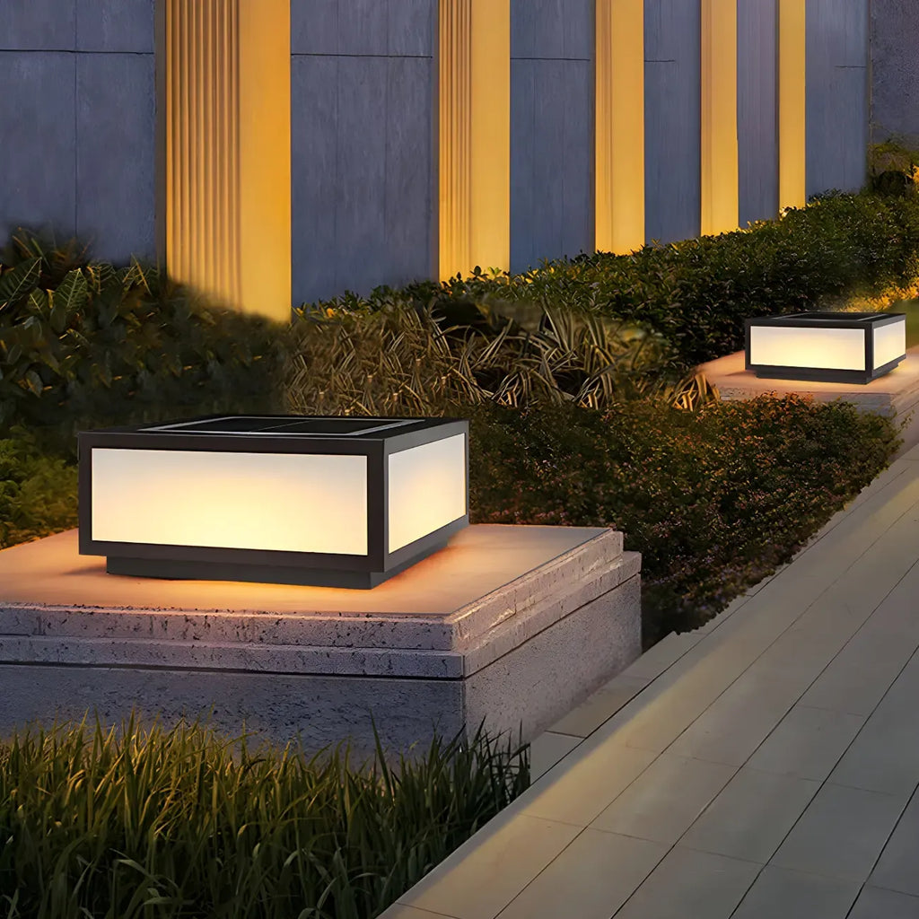 Flat Square Black Solar Outdoor Post Lights