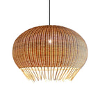 Sphere Oriental Rattan Beige Pendant Light for Kitchen Island