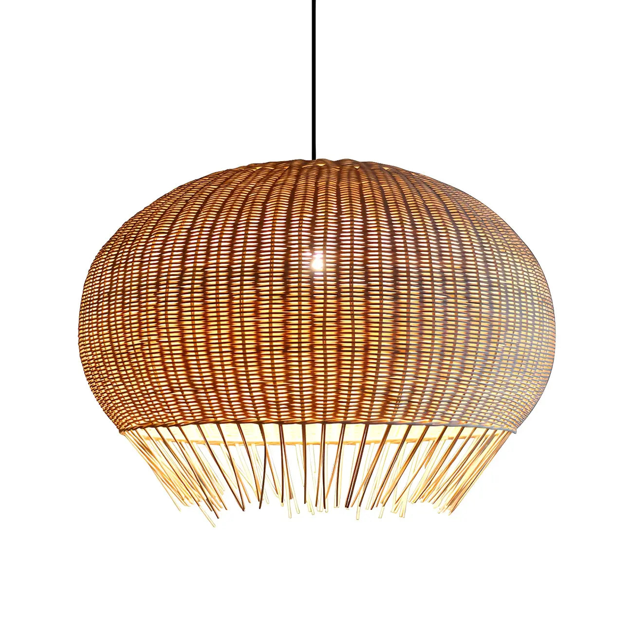 Sphere Oriental Rattan Beige Pendant Light for Kitchen Island