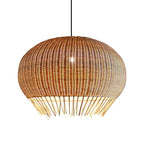 Sphere Oriental Rattan Beige Pendant Light for Kitchen Island