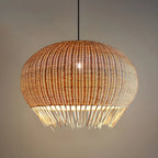 Sphere Oriental Rattan Beige Pendant Light for Kitchen Island