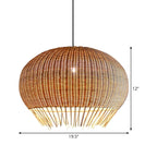 Sphere Oriental Rattan Beige Pendant Light for Kitchen Island