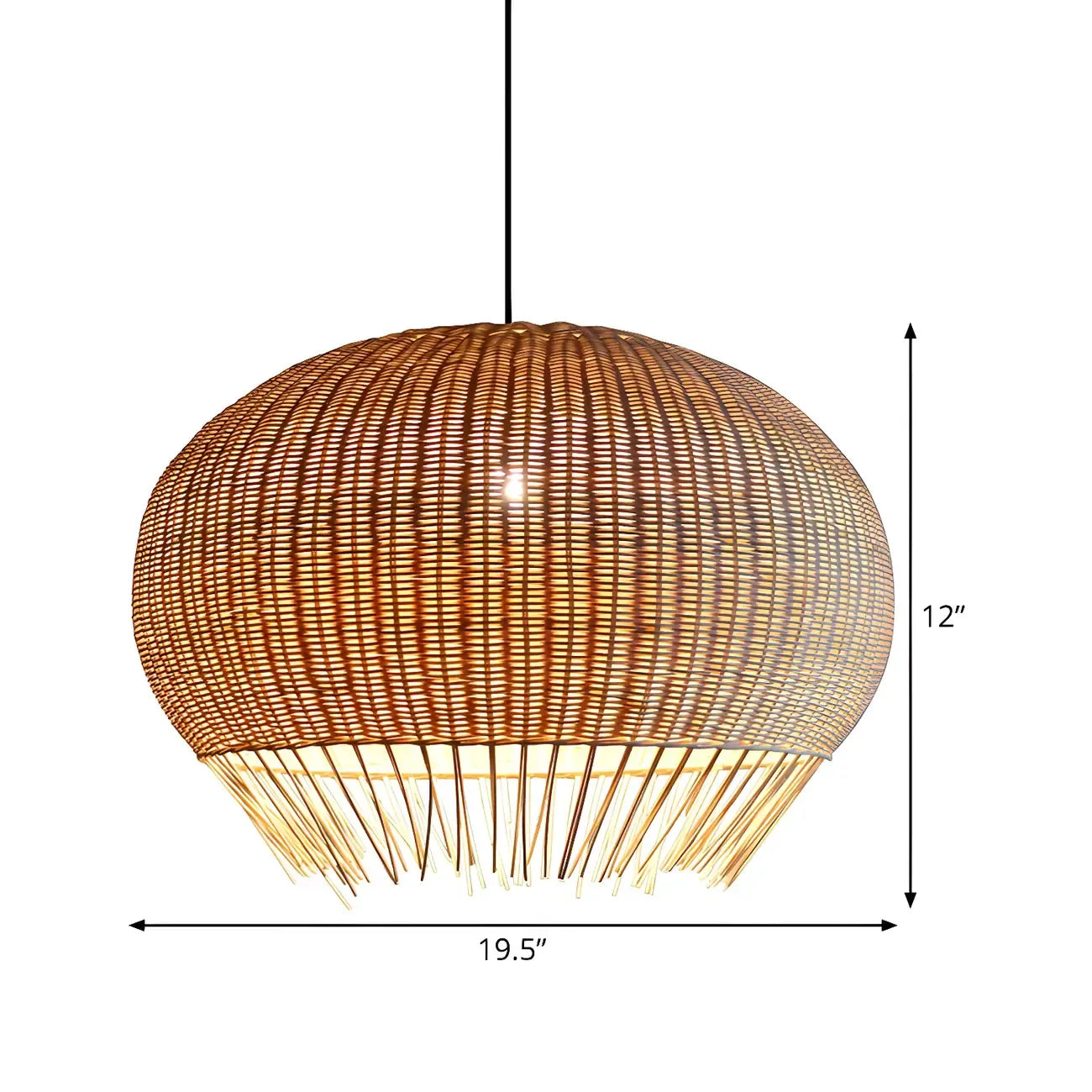 Sphere Oriental Rattan Beige Pendant Light for Kitchen Island