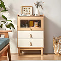 Minimalist Natural Wood and Glass Vertical Dresser