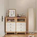 Minimalist Natural Wood and Glass Vertical Dresser