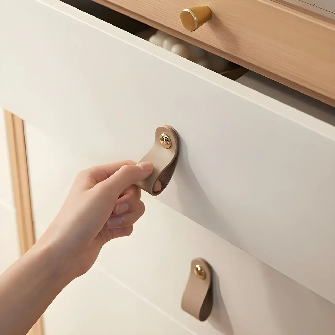 Minimalist Natural Wood and Glass Vertical Dresser
