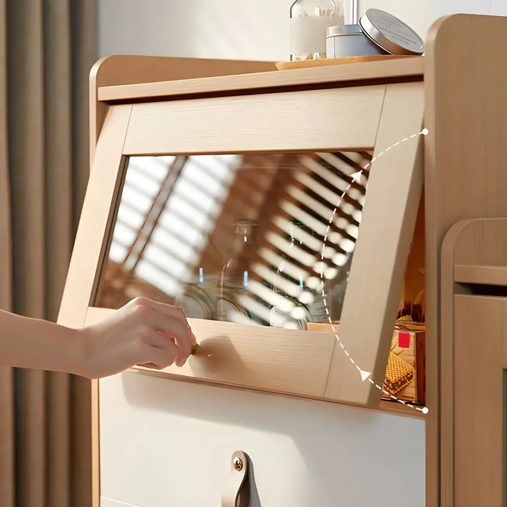 Minimalist Natural Wood and Glass Vertical Dresser