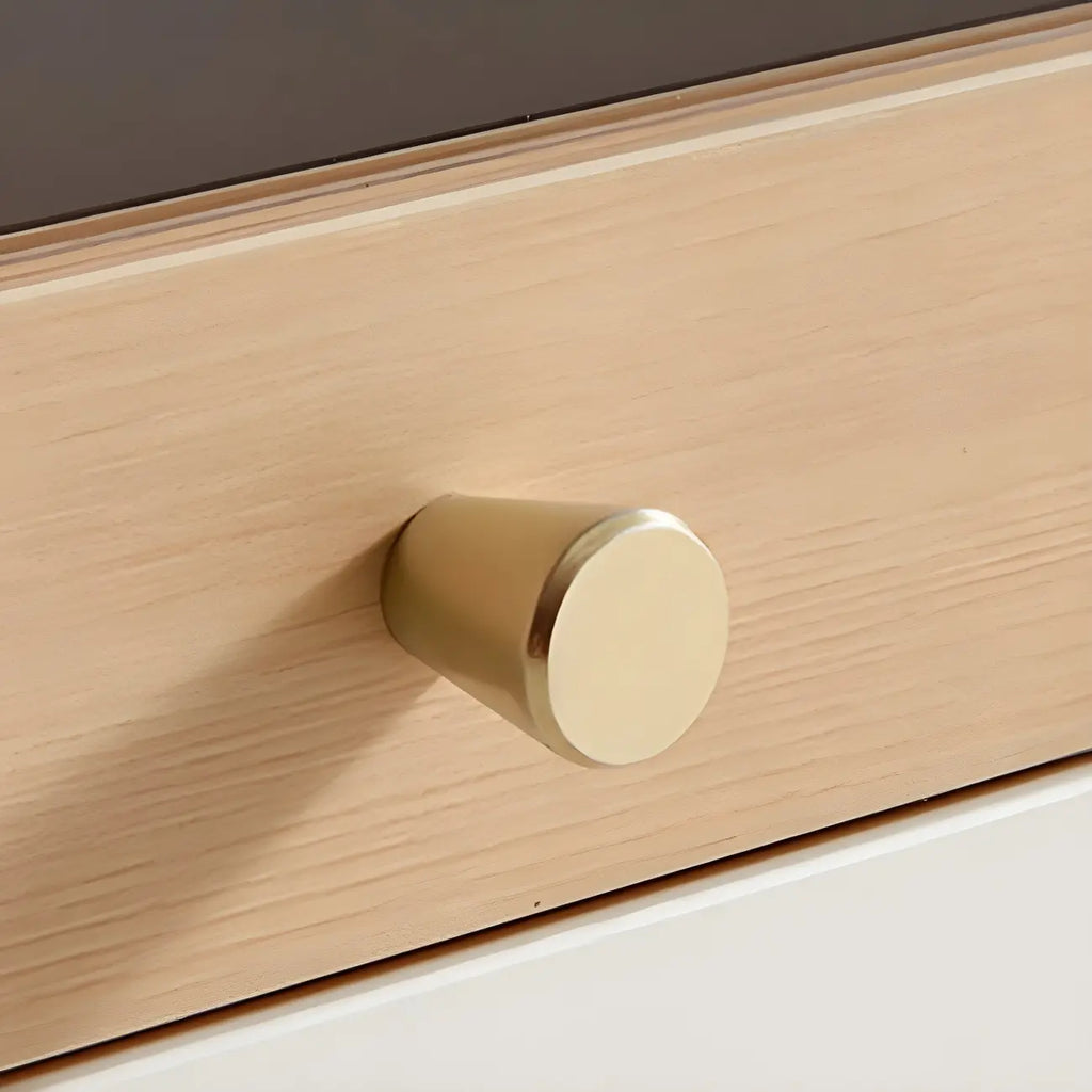 Minimalist Natural Wood and Glass Vertical Dresser