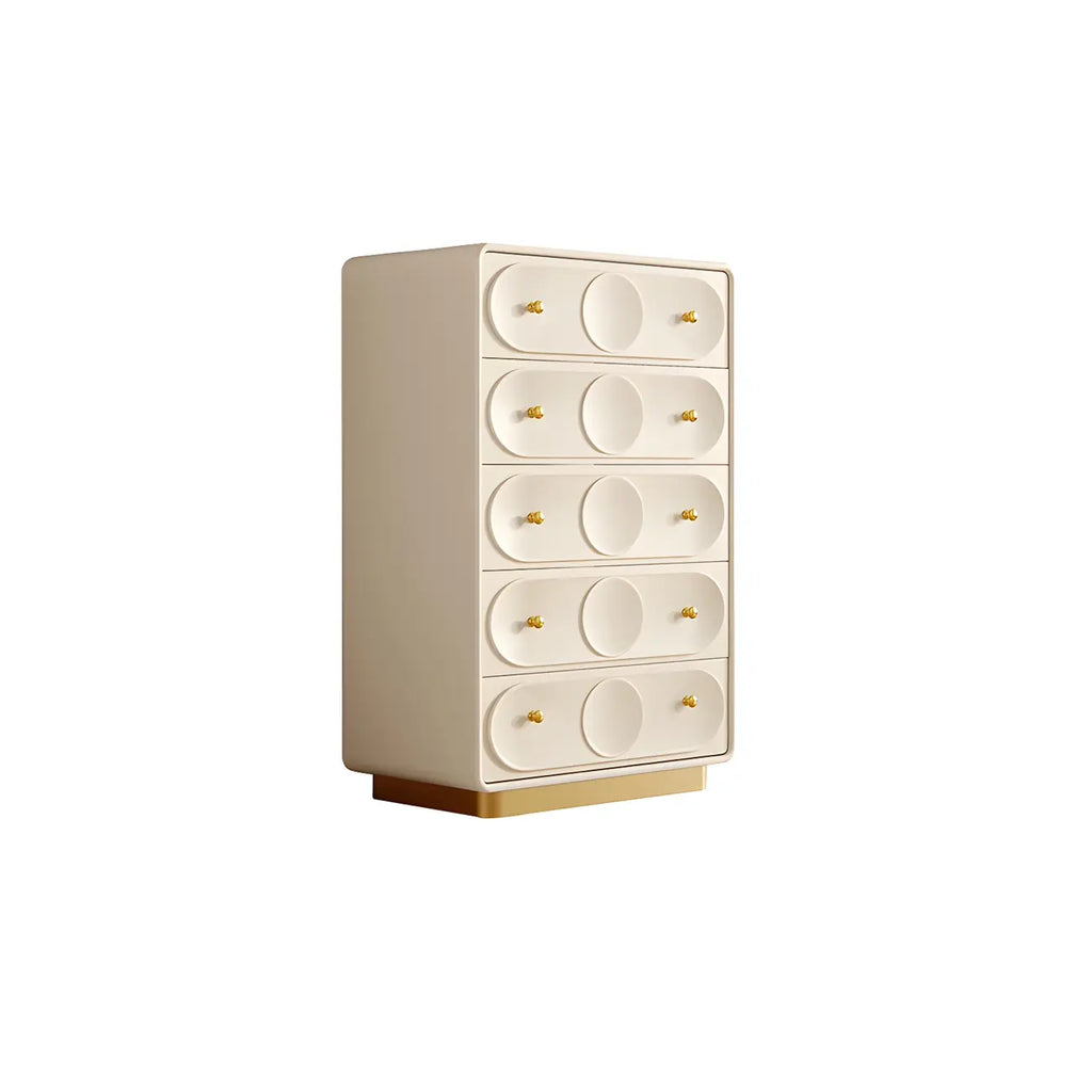 Glam White Wooden Dresser with Drawers for Bedroom Storage