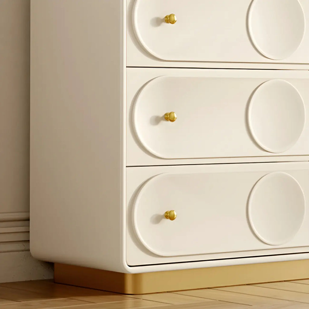 Glam White Wooden Dresser with Drawers for Bedroom Storage