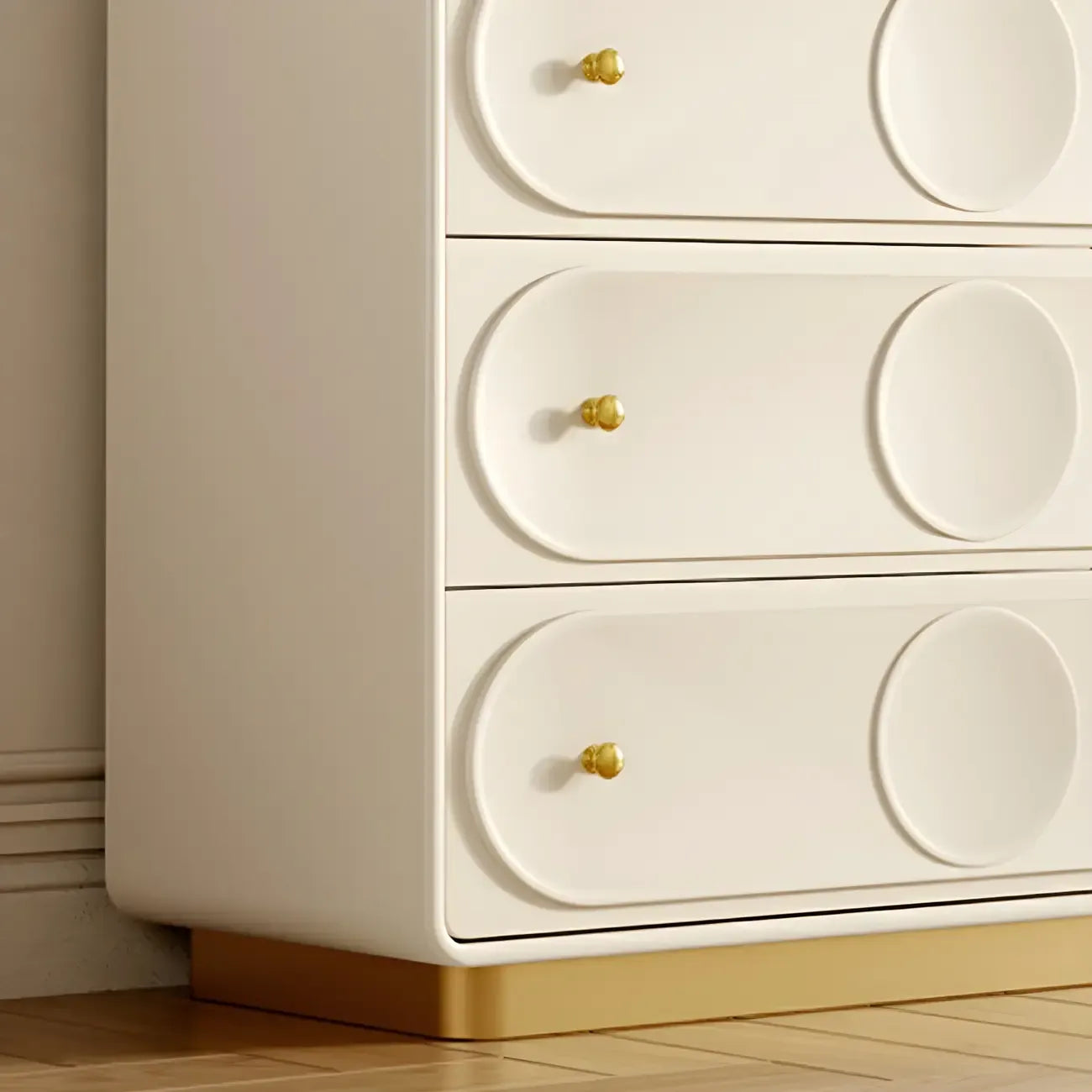 Glam White Wooden Dresser with Drawers for Bedroom Storage