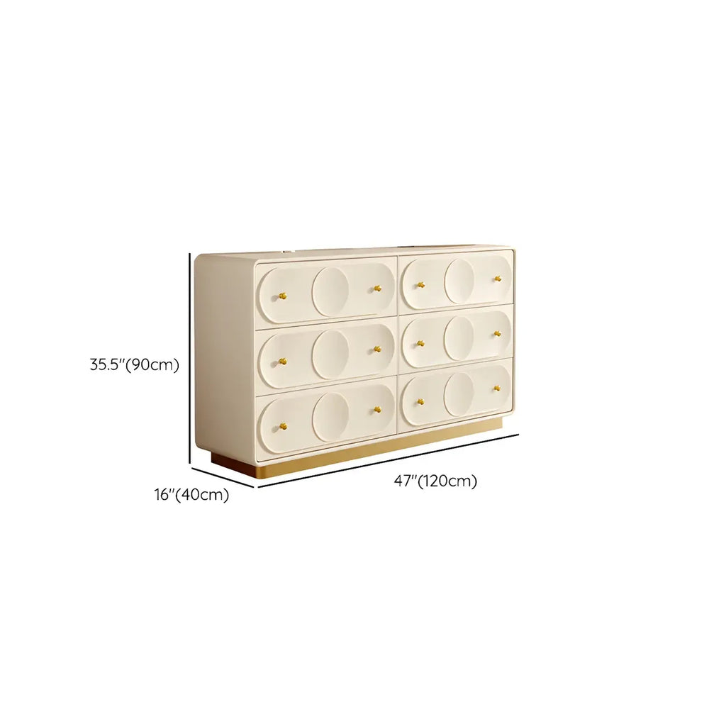 Glam White Wooden Dresser with Drawers for Bedroom Storage