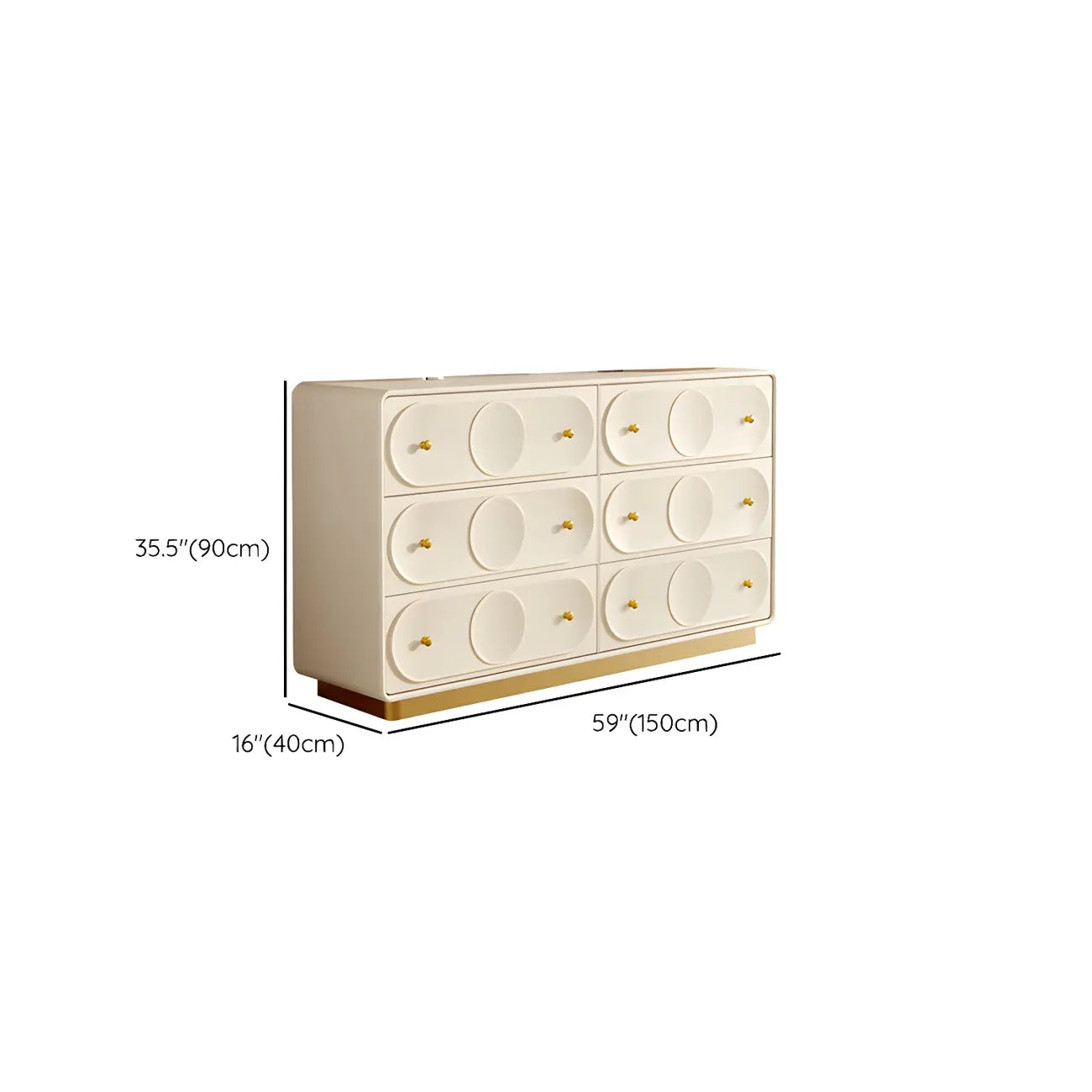 Glam White Wooden Dresser with Drawers for Bedroom Storage