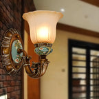 Vintage Glass Shade Peacock Green Wall Sconce