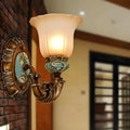 Vintage Glass Shade Peacock Green Wall Sconce
