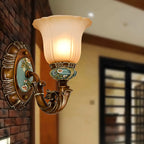 Vintage Glass Shade Peacock Green Wall Sconce