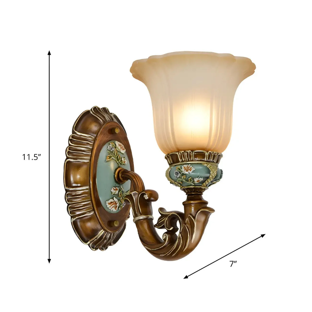Vintage Glass Shade Peacock Green Wall Sconce