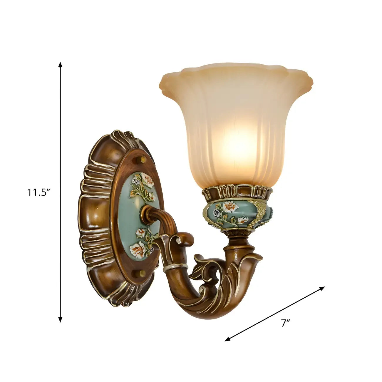 Vintage Glass Shade Peacock Green Wall Sconce