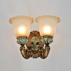 Vintage Glass Shade Peacock Green Wall Sconce