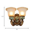 Vintage Glass Shade Peacock Green Wall Sconce