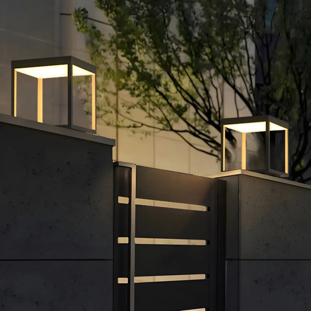 Simple Black Open Solar Outdoor Post Lights
