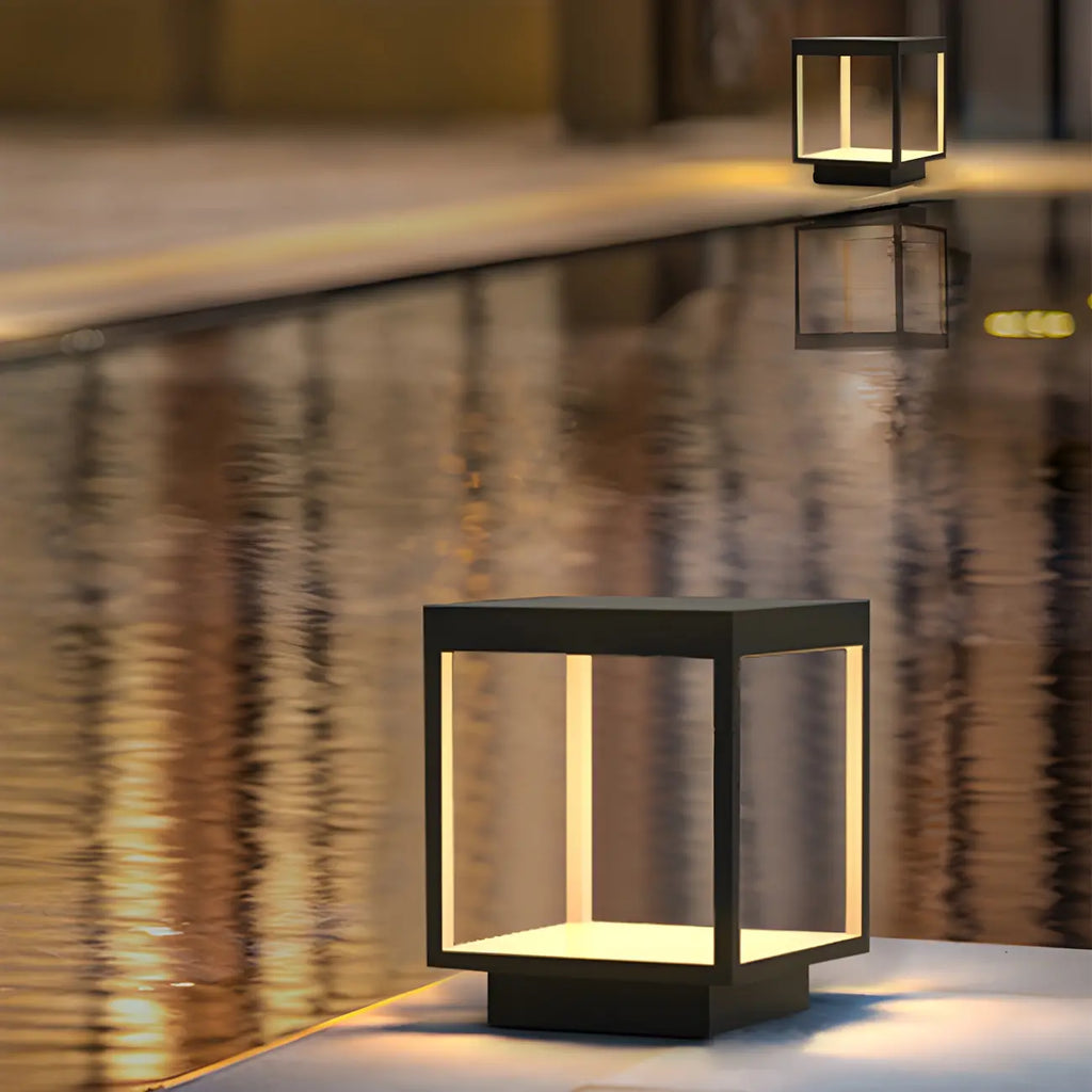 Simple Black Open Solar Outdoor Post Lights