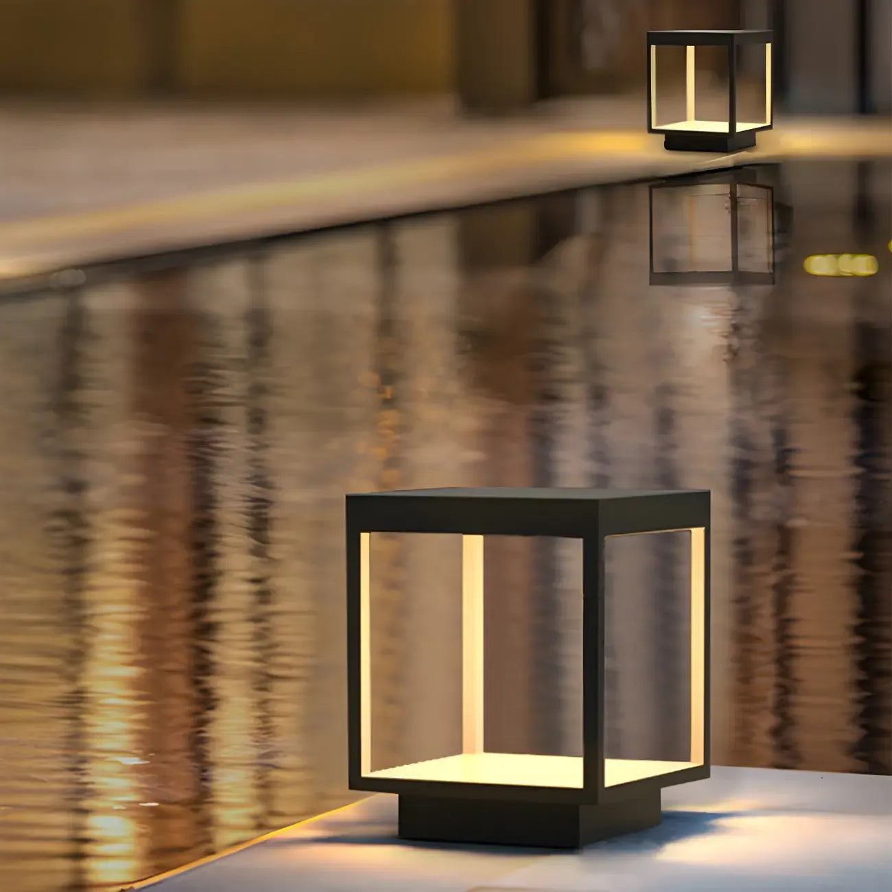 Simple Black Open Solar Outdoor Post Lights