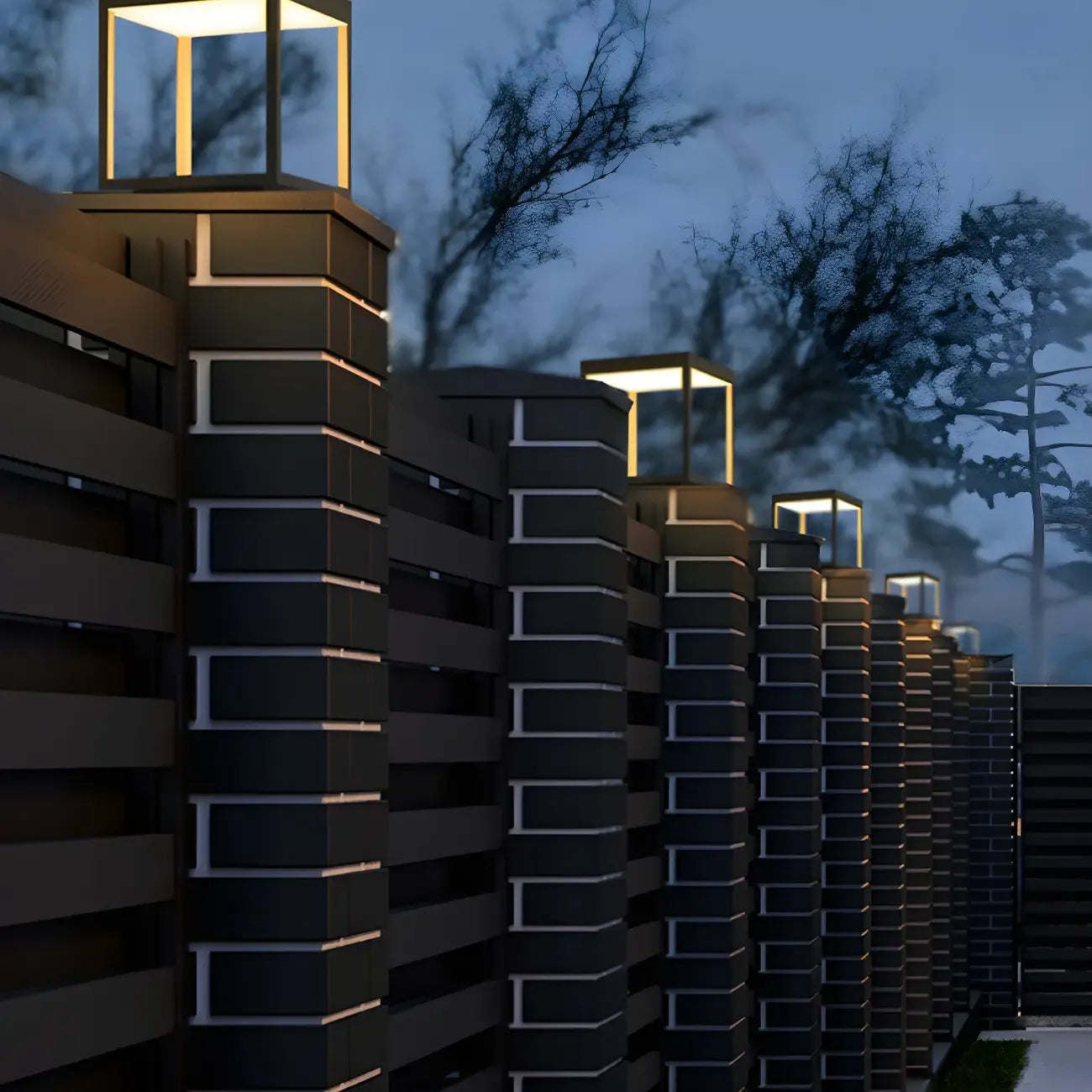 Simple Black Open Solar Outdoor Post Lights