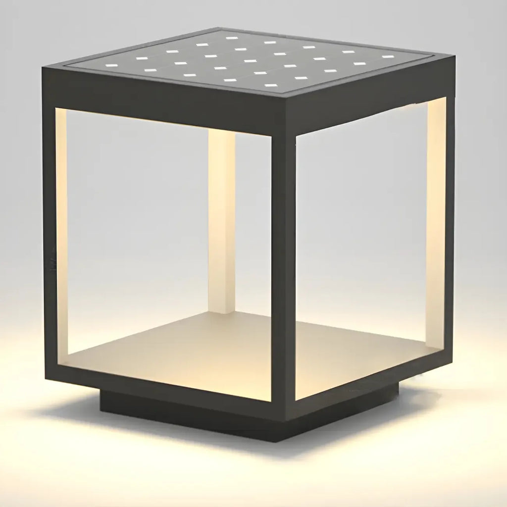 Simple Black Open Solar Outdoor Post Lights