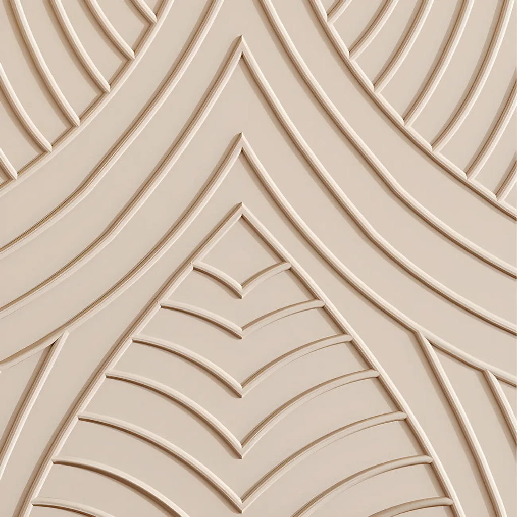 Glam White-Wood Protruding Lines Soft-Close Drawers Dresser
