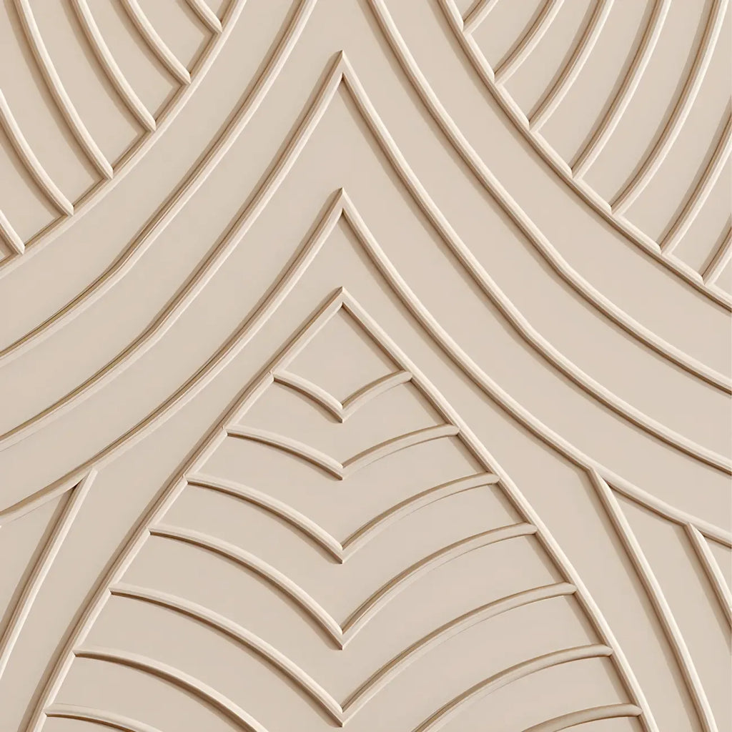 Glam White-Wood Protruding Lines Soft-Close Drawers Dresser