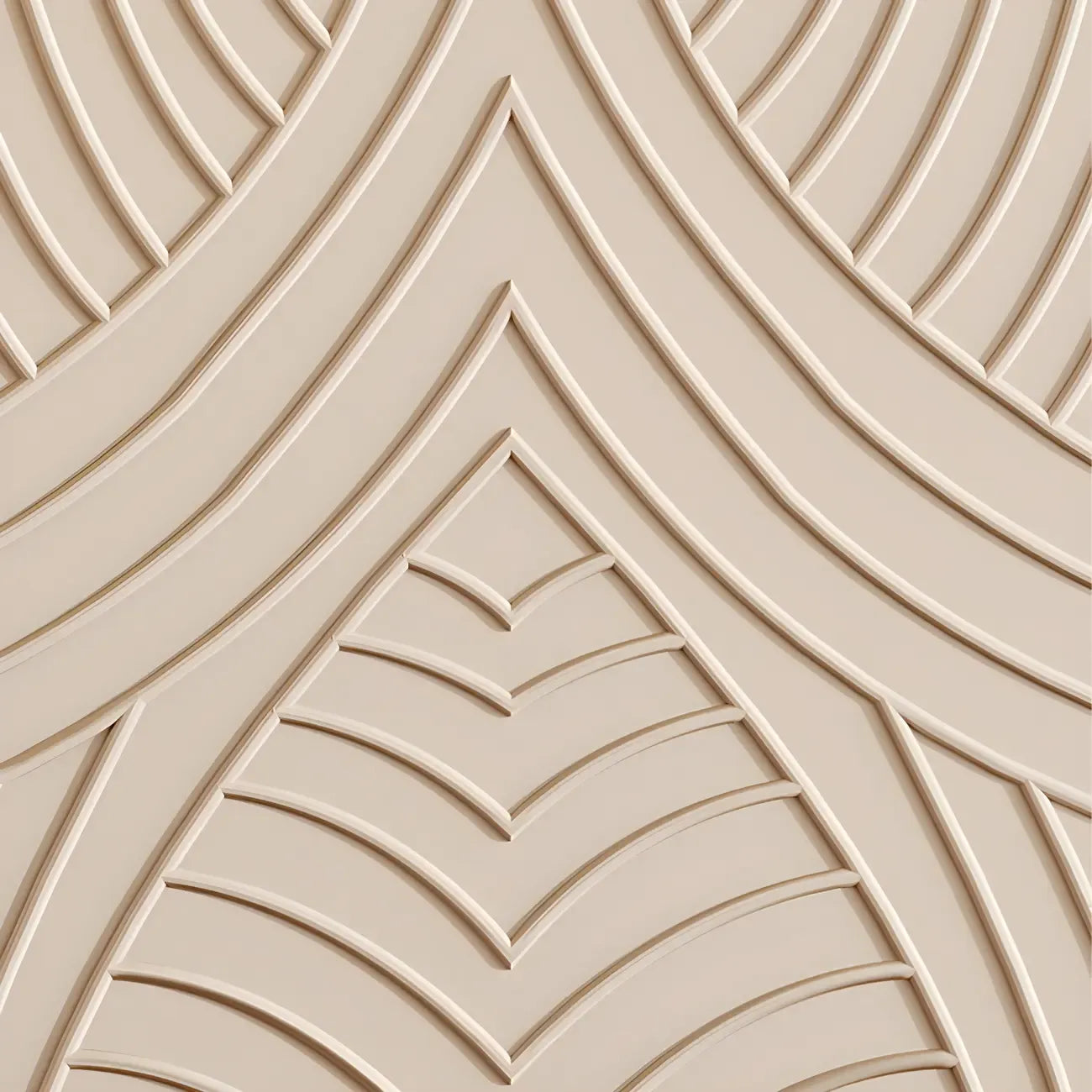 Glam White-Wood Protruding Lines Soft-Close Drawers Dresser
