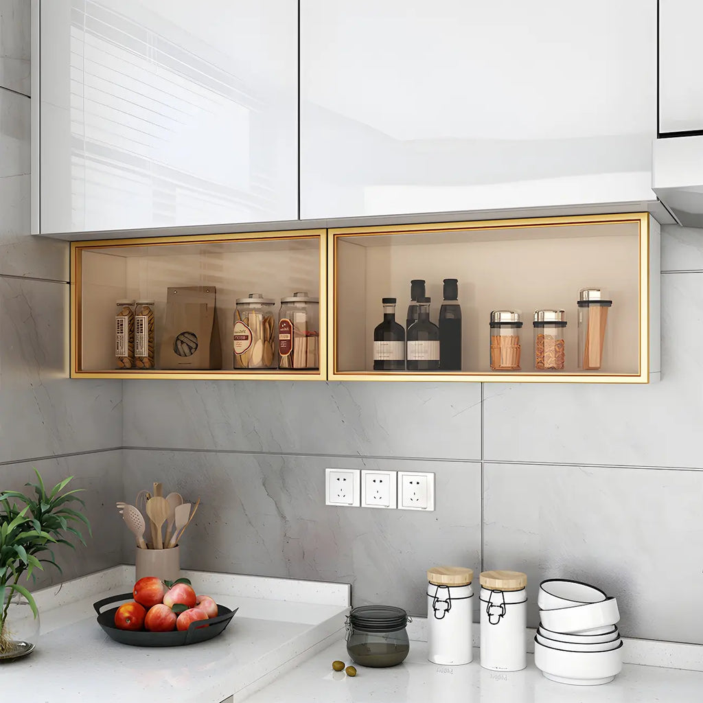 Kitchen Wood Wall Mounted China Cabinet with Glass Door