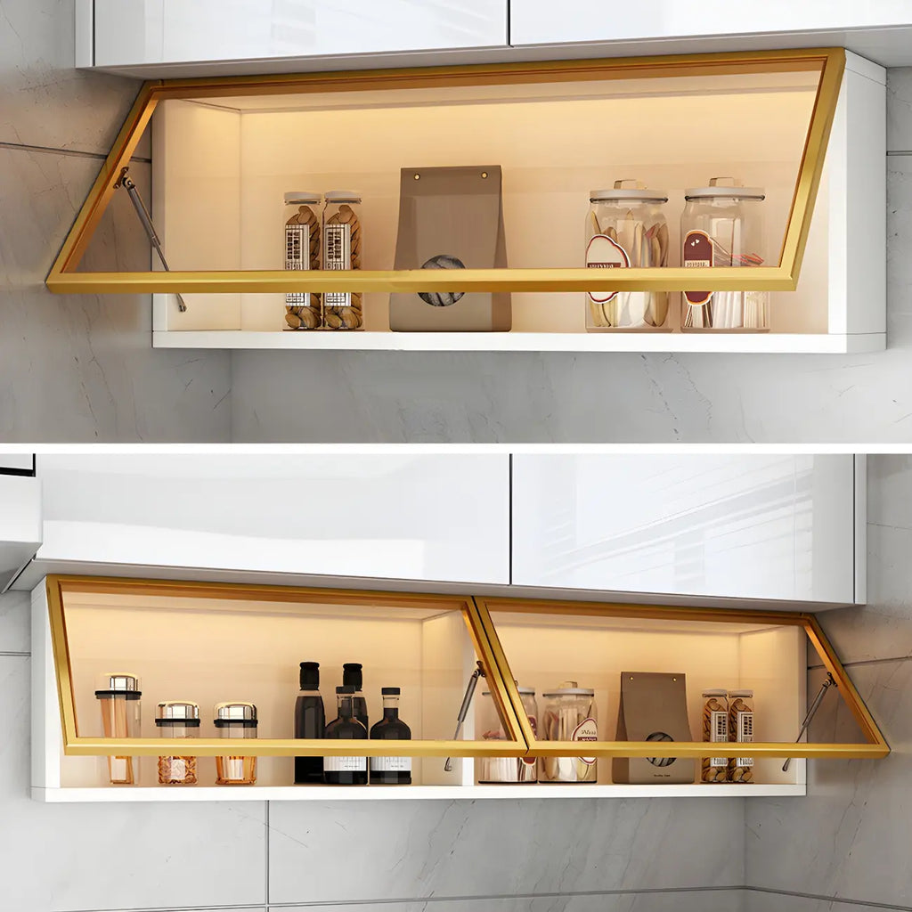 Kitchen Wood Wall Mounted China Cabinet with Glass Door