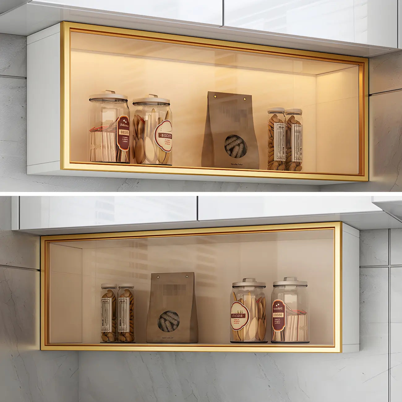 Kitchen Wood Wall Mounted China Cabinet with Glass Door