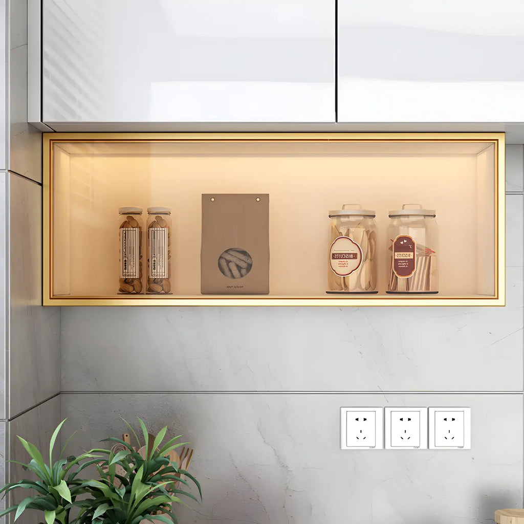 Kitchen Wood Wall Mounted China Cabinet with Glass Door